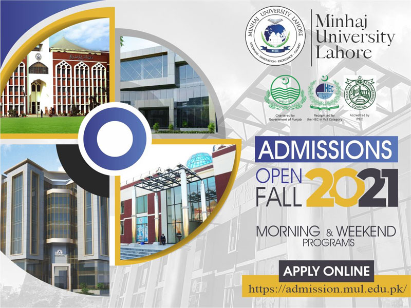 Minhaj University Lahore Admissions Open Fall 2021