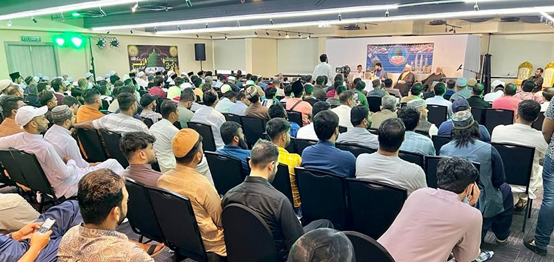 Dr Hassan Mohi-ud-Din Qadri speaks at a Milad gathering in Malaysia