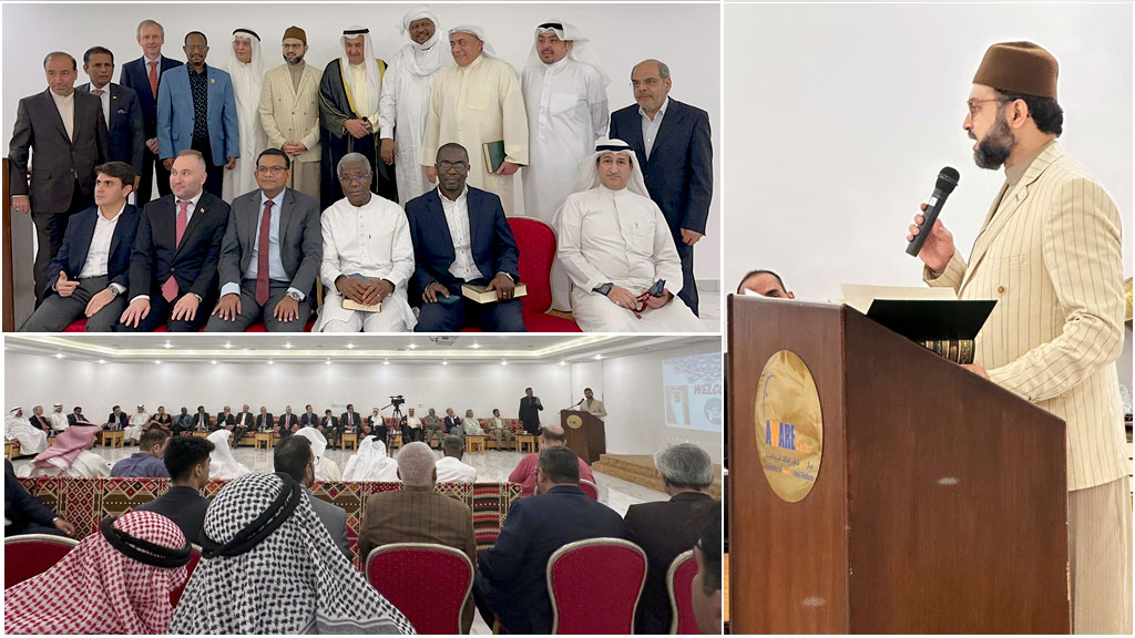 Dr Hassan Qadri addressing to foreign ambassadors on topic of constitution of Madinah in Kuwait