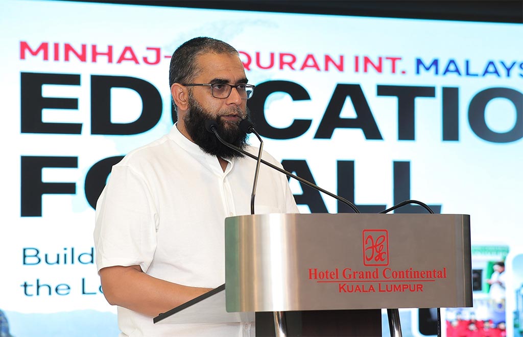 Prof. Dr. Hussain Mohi-ud-Din Qadri addressing Education for All seminar in Kuala Lumpur Malaysia