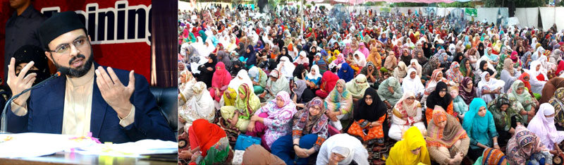 Dr Hassan Mohi-ud-Din Qadri addresses women residents Itikaf City