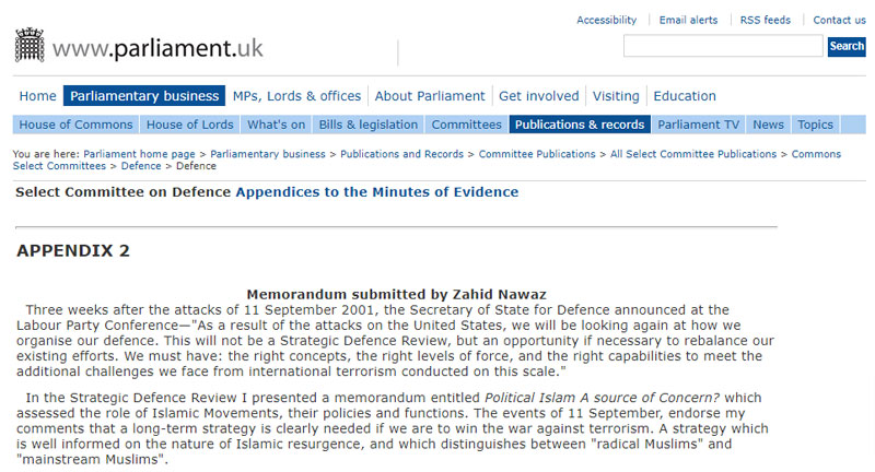 Popular Muslim Reaction - British House of Commons Report